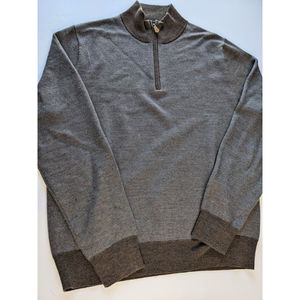 Brooks Brothers 100% Merino Wool Brown 1/4th Zip Sweater Men's Size Large